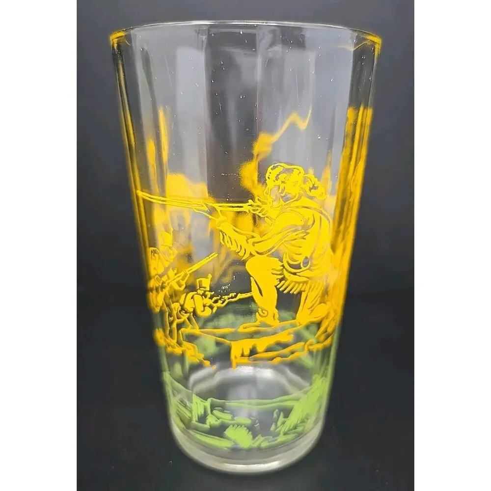 Vintage Davy Crockett Glass Yellow Tumbler Approx. Size: 5-1/2